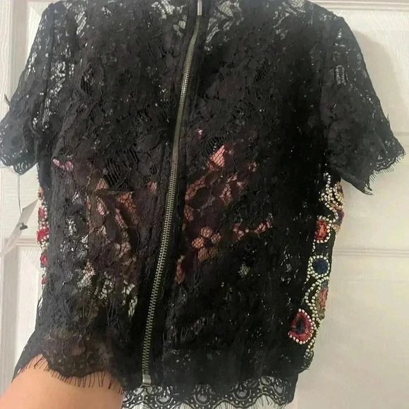 ZARA Lace Blouse With Beaded Embroidery - A59 - Picture 5 of 7